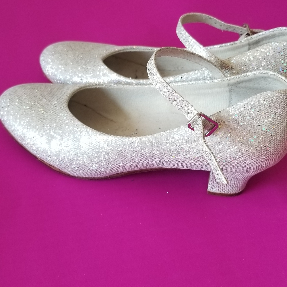 Silver Glitter Dance Shoes - Size 5m